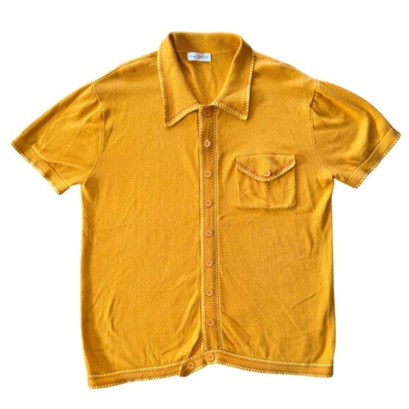 Vintage-Style/Retro Men's Resort Button-Up Knit Shirt w/ Pocket - Picture 2 of 8